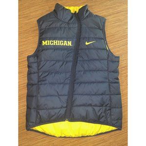 Nike MICHIGAN Wolverines Reversible Puffer Vest Navy Yellow Women's Small